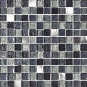 Eclipse silver metallic mosaic tile sheet in 30x30cm with metal mosaic pieces.