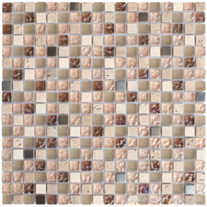Studio beige mixed mosaic tiles with a mix of glass, stone and metal pieces 30x30cm sheets.