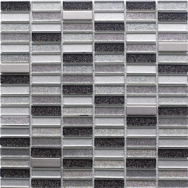 Galaxy 15x48 linear rectangle glitter and metal mosaic tile sheet 30x30cm.