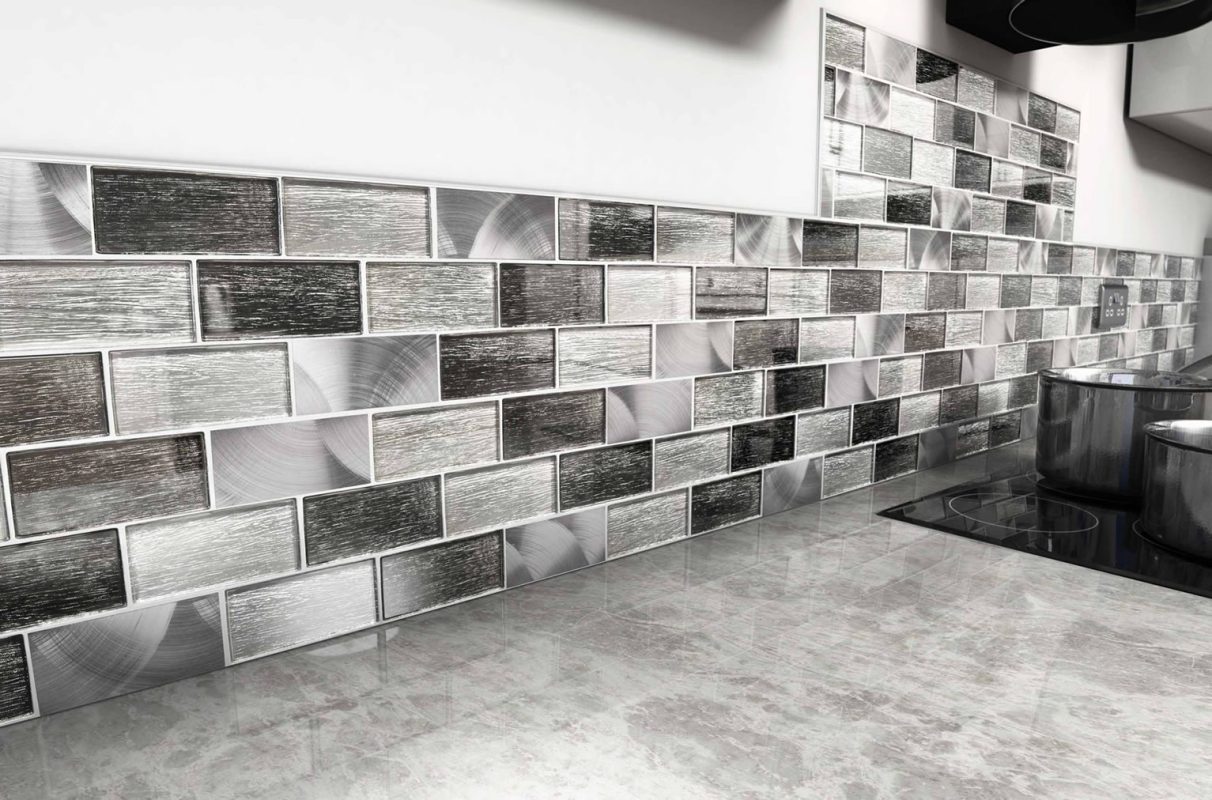 Mosaic tiles shown on a kitchen splashback