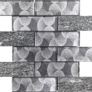 Avalon black glass and stone mosaic tile sheet 30x30cm, product code AVBL