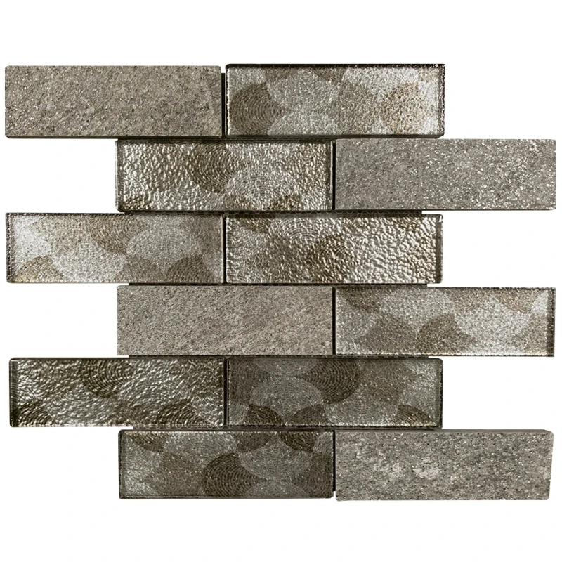 bronze glass and stone mosaic tiles.