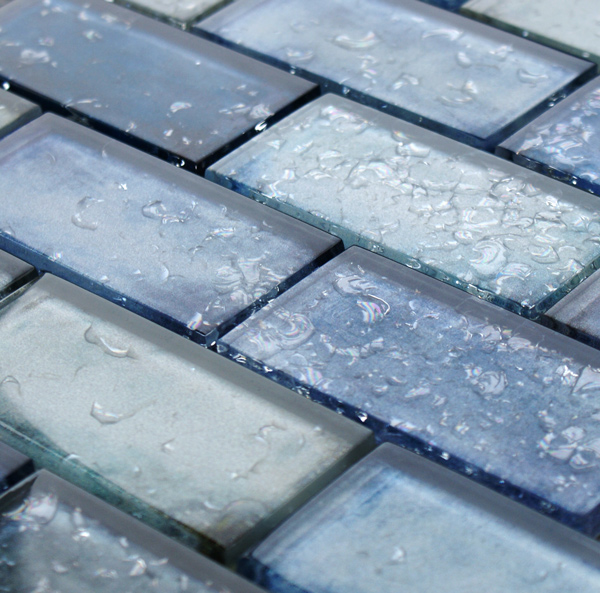 rainfall blue glass mosaic tile sheet by craft ceramics RAB