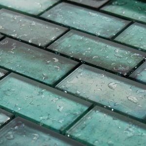 rainfall green glass mosaic tile sheet by craft ceramics RAG