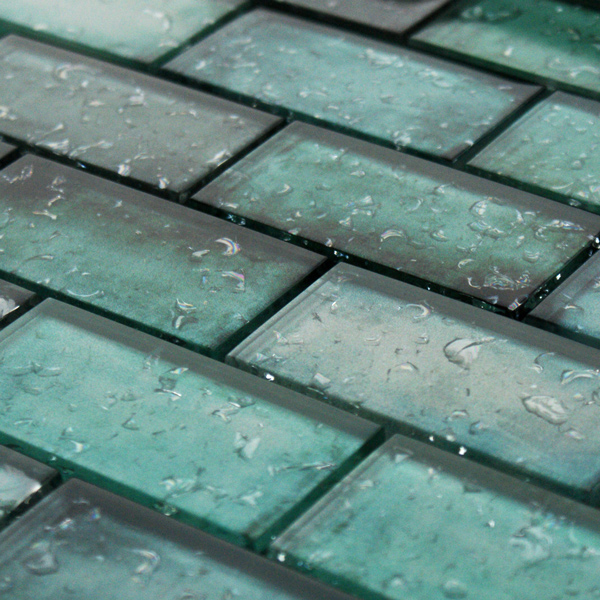 rainfall green glass mosaic tile sheet by craft ceramics RAG