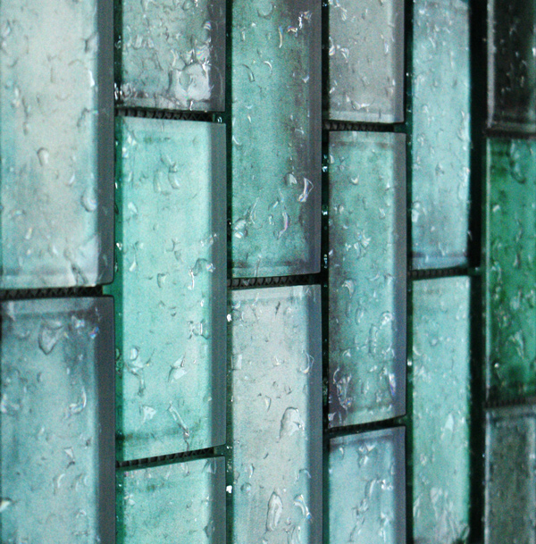 rainfall green glass mosaic tile sheet by craft ceramics RAG