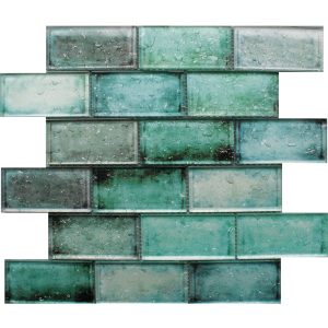 rainfall green glass mosaic tile sheet by craft ceramics RAG