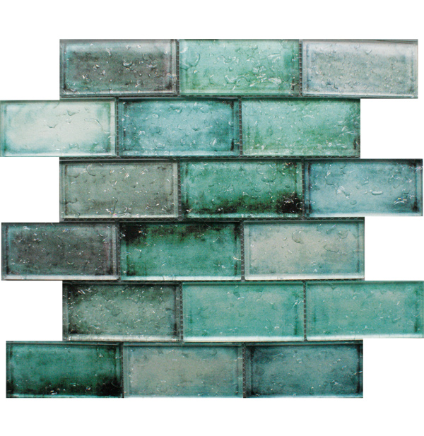 rainfall green glass mosaic tile sheet by craft ceramics RAG