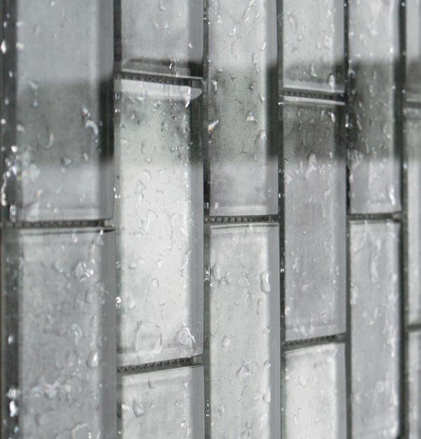 rainfall grey glass mosaic tile sheet by craft ceramics RAGR