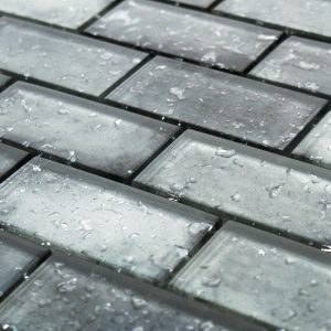 rainfall grey glass mosaic tile sheet by craft ceramics RAGR