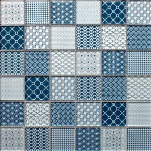 tapestry blue glass mosaic tile sheet by craft ceramics TBL
