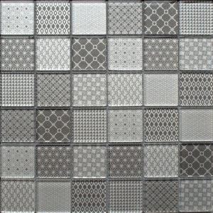 tapestry grey glass mosaic tile sheet by craft ceramics TGRE