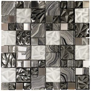 textile grey silk square mosaic tile by craft ceramics code: TGSS