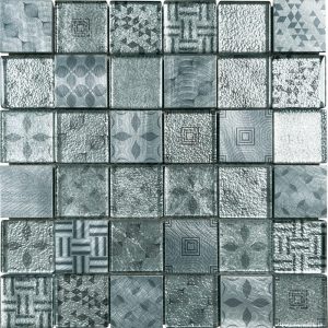 Kaleidoscope Carbon glass mosaic tile sheet by craft ceramics KAC