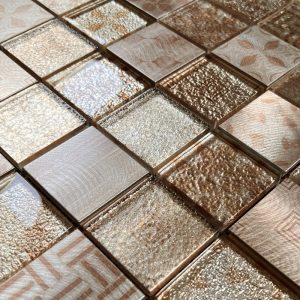 Kaleidoscope Gold glass mosaic tile sheet by craft ceramics KAG